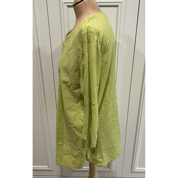 Focus Casual Life Women's Celery Green Tunic Top Size‎ Medium Cotton Embroidered - Picture 5 of 8